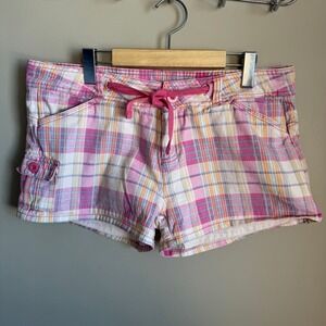 Max Plaid Cargo Shorts Muliticolor Drawstring UK 18 Womens Barbiecore Preppy